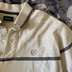 mens tan izod polo shirt medium 100% cotton